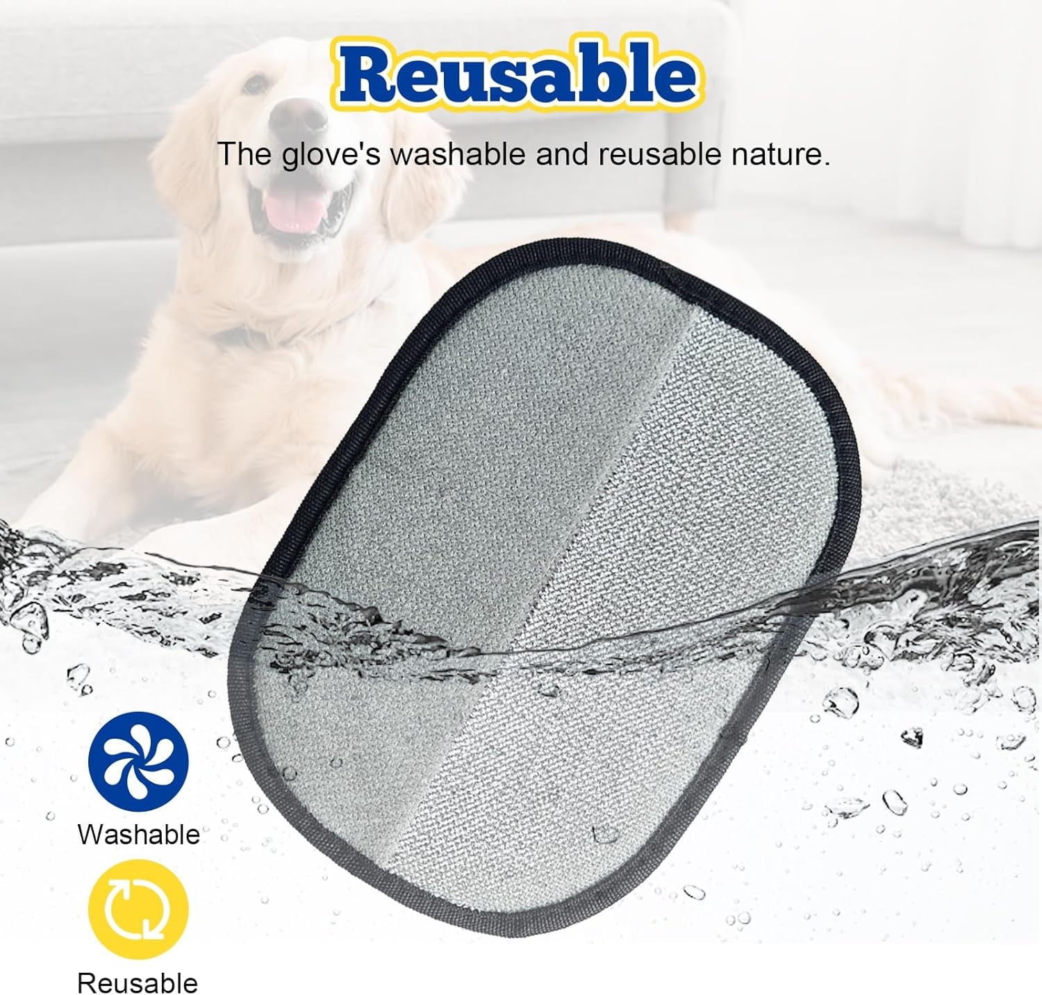Dual-Sided Pet Hair Removal Gloves, Static-Reducing Grooming Gloves for Cats and Dogs, Reusable Deshedding Solution for Furniture, Bedding, Carpets, Clothing, and Upholstery (2-Pack)